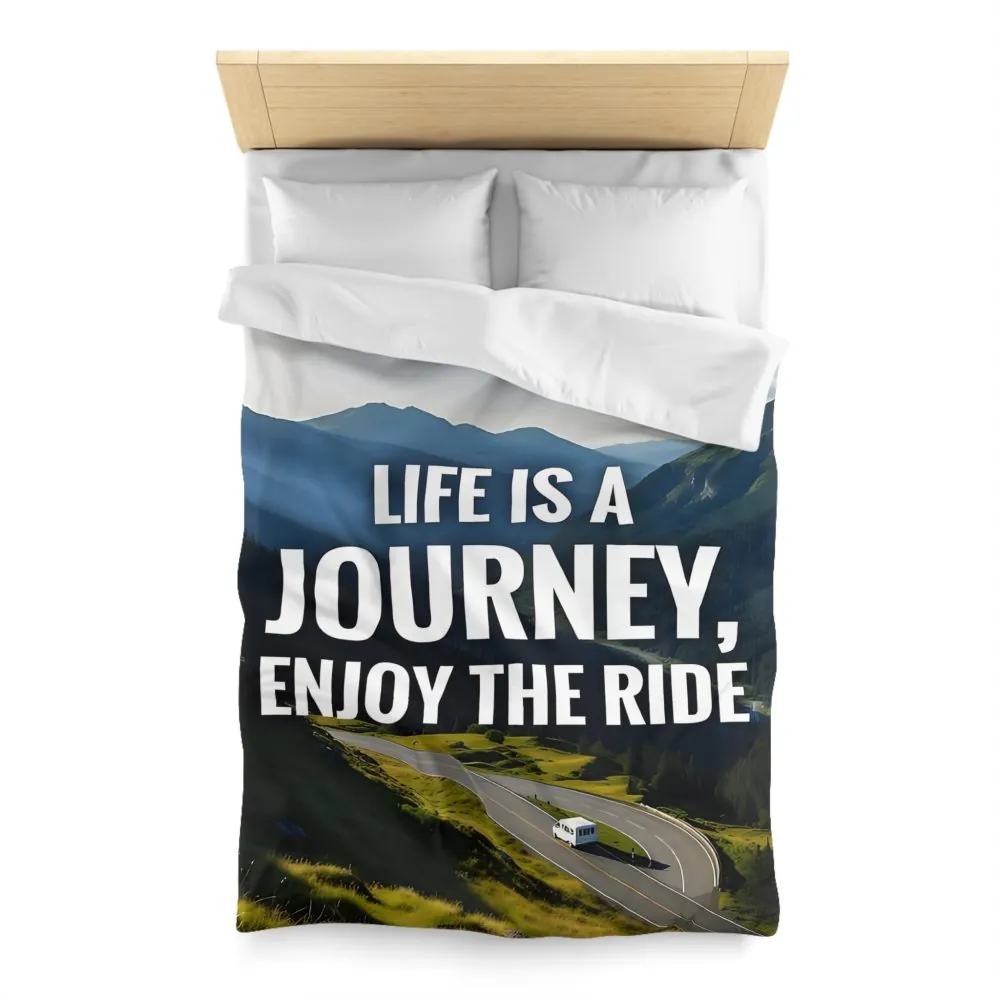 2170415920031526935_2048.jpeg Duvet Cover — "Life Is A Journey, Enjoy The Ride" Mountain Road Microfiber