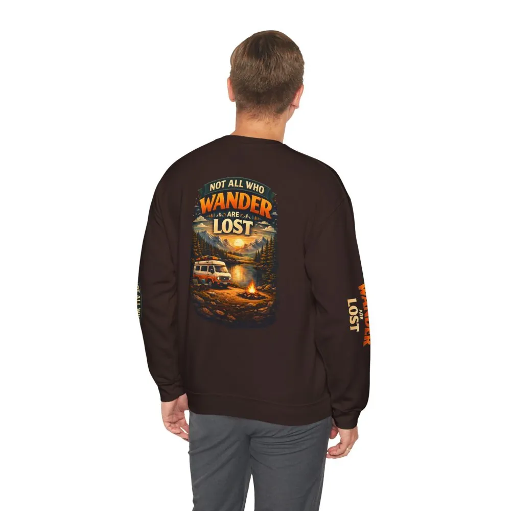 2192157528695428802_2048.jpeg Unisex Heavy Blend™ Crewneck Sweatshirt — "Not All Who Wander Are Lost" Design Scenic-Line