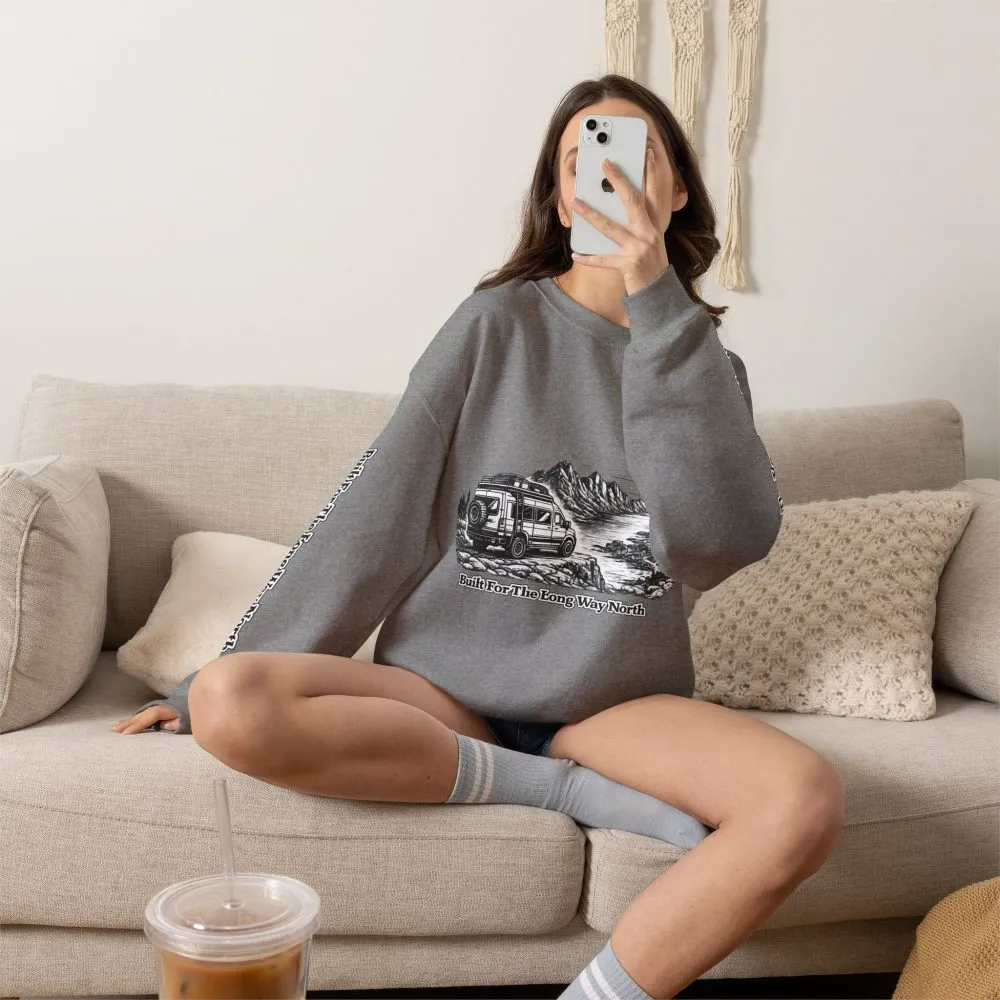Unisex Heavy Blend™ Crewneck Sweatshirt — "Built For The Long Way North" Design Minimal-Line