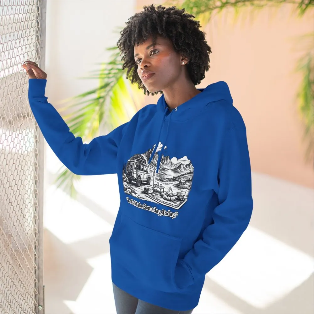 2213565756893718097_2048.jpeg Three-Panel Fleece Hoodie - "Lets make Someday, Today?" Design Minimal-Line