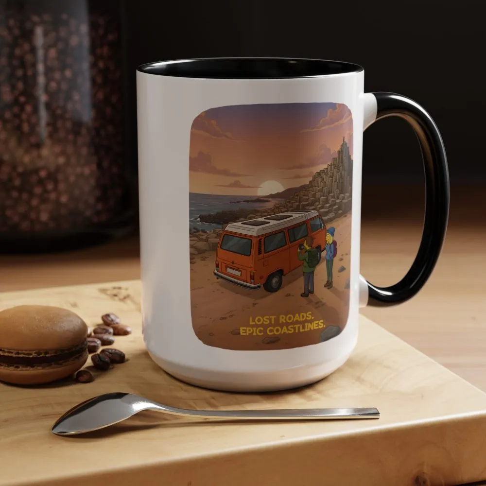 Accent Coffee Mug (11, 15oz) — "Lost Roads Epic Coastlines" Design Sitcom-Line