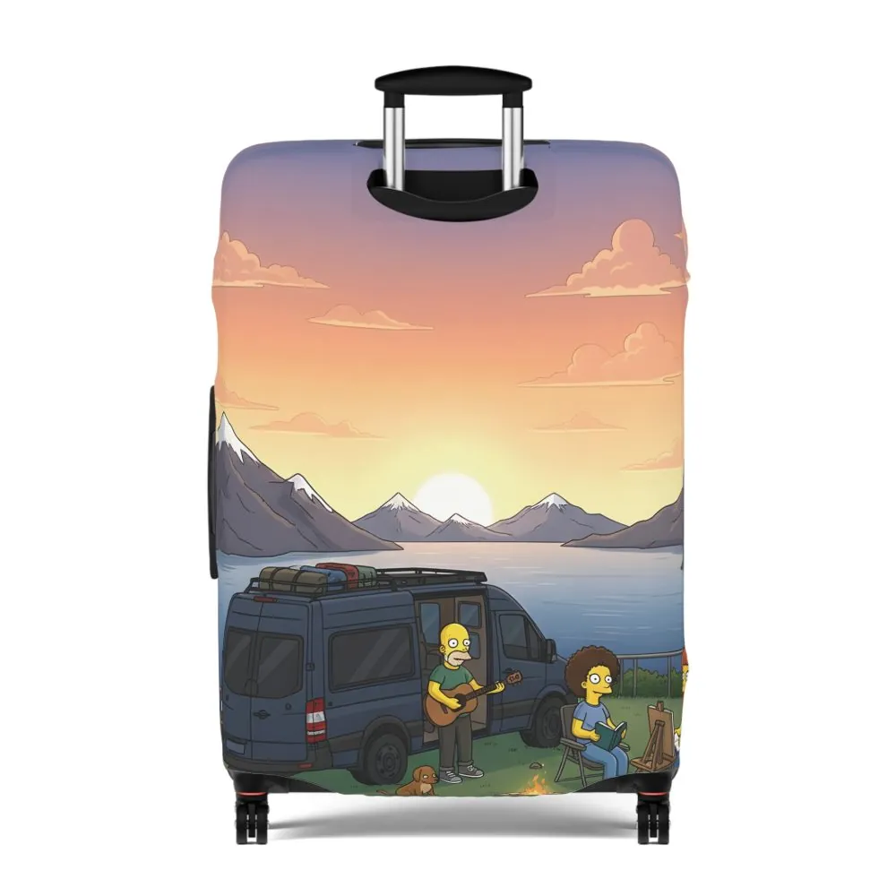 Luggage Cover — Adventure Camper Sketch Travel Suitcase(Design Sitcom-Line)