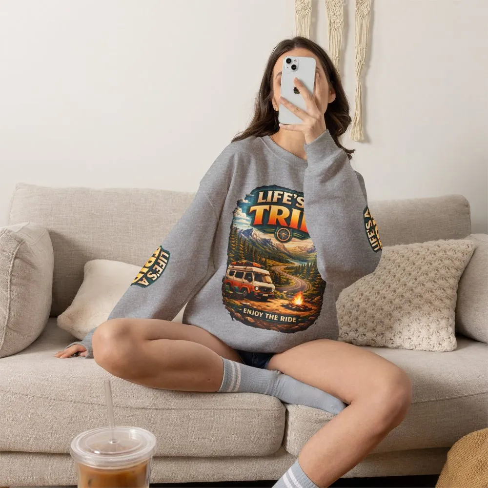 Unisex Heavy Blend™ Crewneck Sweatshirt — "Life s A Trip" Design Scenic-Line