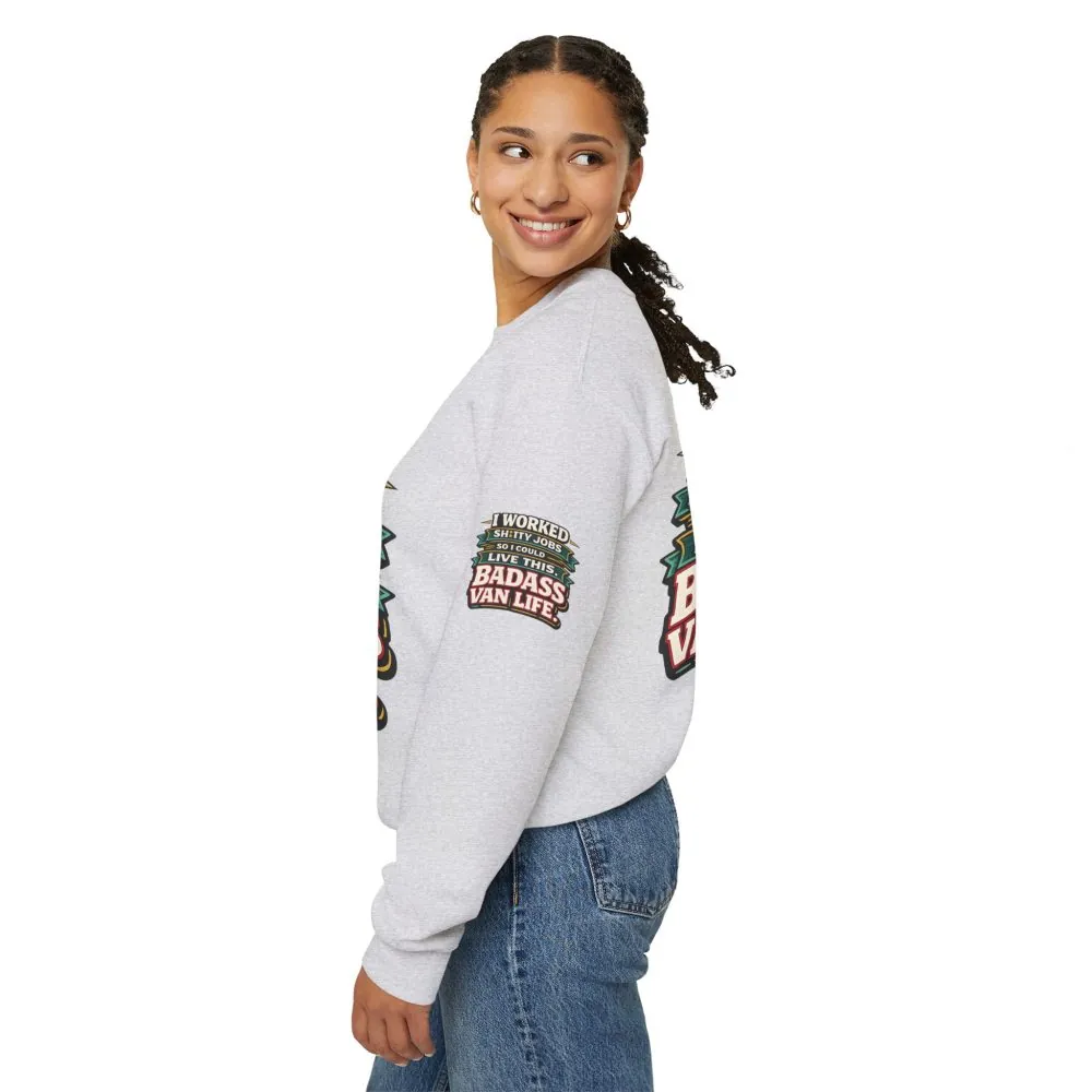 Unisex Heavy Blend™ Crewneck Sweatshirt — "I Worked Shitty Jobs" Design F**K-Line