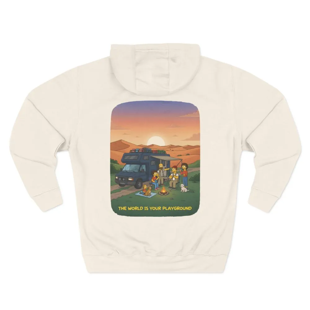 Three-Panel Fleece Hoodie - "The World Is Your playground" Design Sitcom-Line