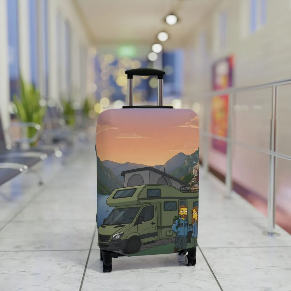 Luggage Cover — Adventure Camper Sketch Travel Suitcase(Design Sitcom-Line)