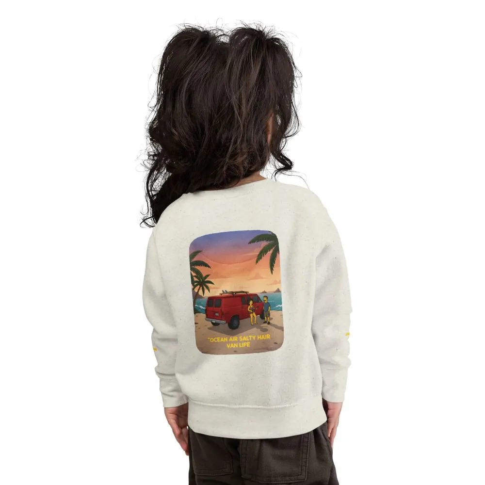 2238096178404426384_2048.jpeg Toddler Sweatshirt - "Ocean Air Salty Hair Van Life" (Design Sitcom-Line)
