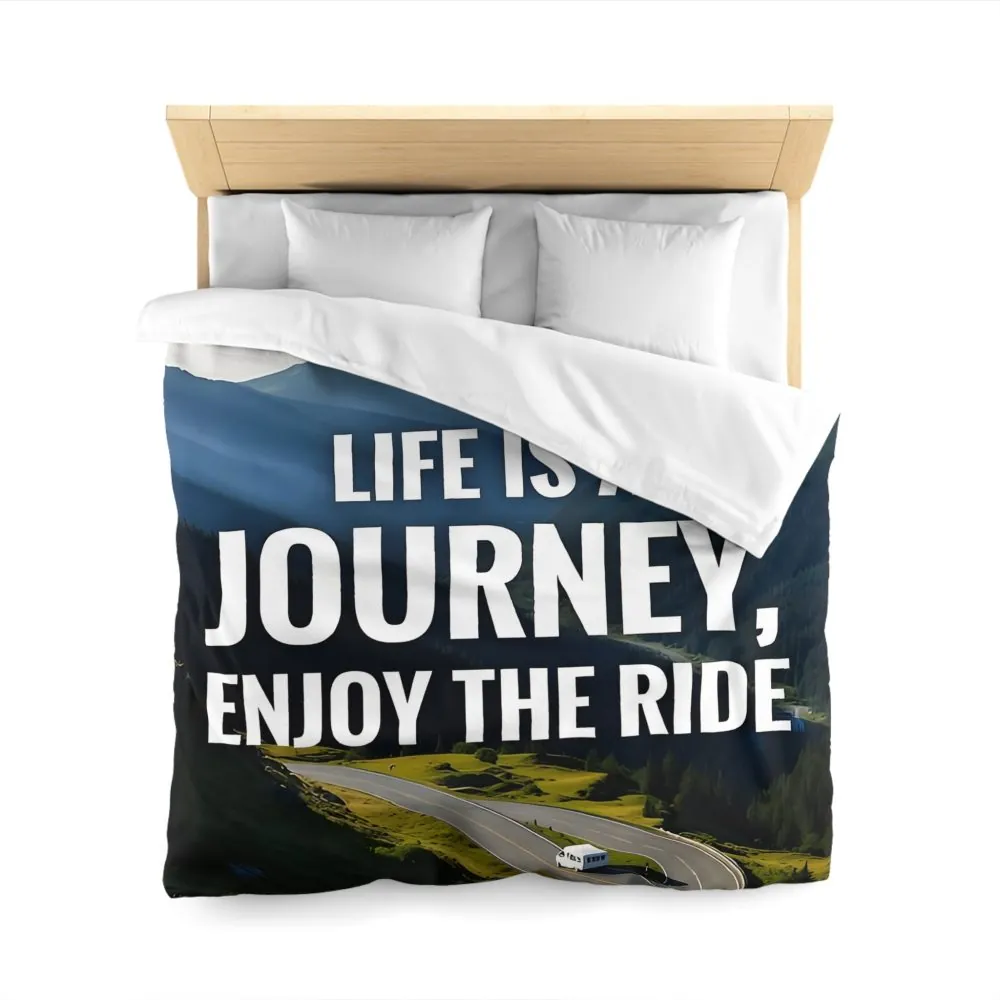 2250547685819689671_2048.jpeg Duvet Cover — "Life Is A Journey, Enjoy The Ride" Mountain Road Microfiber