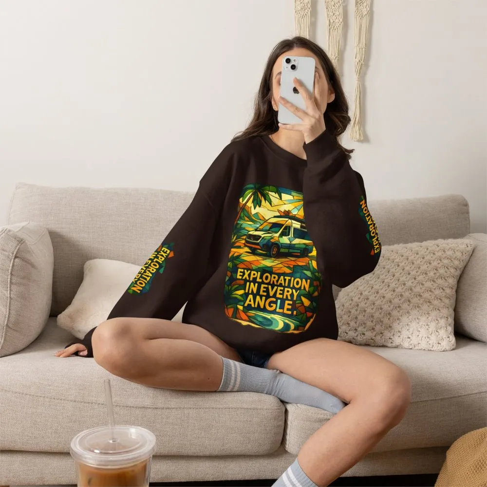 Unisex Heavy Blend™ Crewneck Sweatshirt — "Exploration In Every Angle" Design Cubic-Line