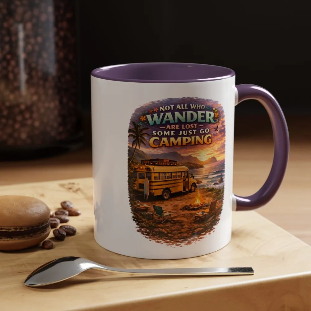 Accent Coffee Mug (11, 15oz) — "Not All Who Wander Are Lost" Design Scenic-Line