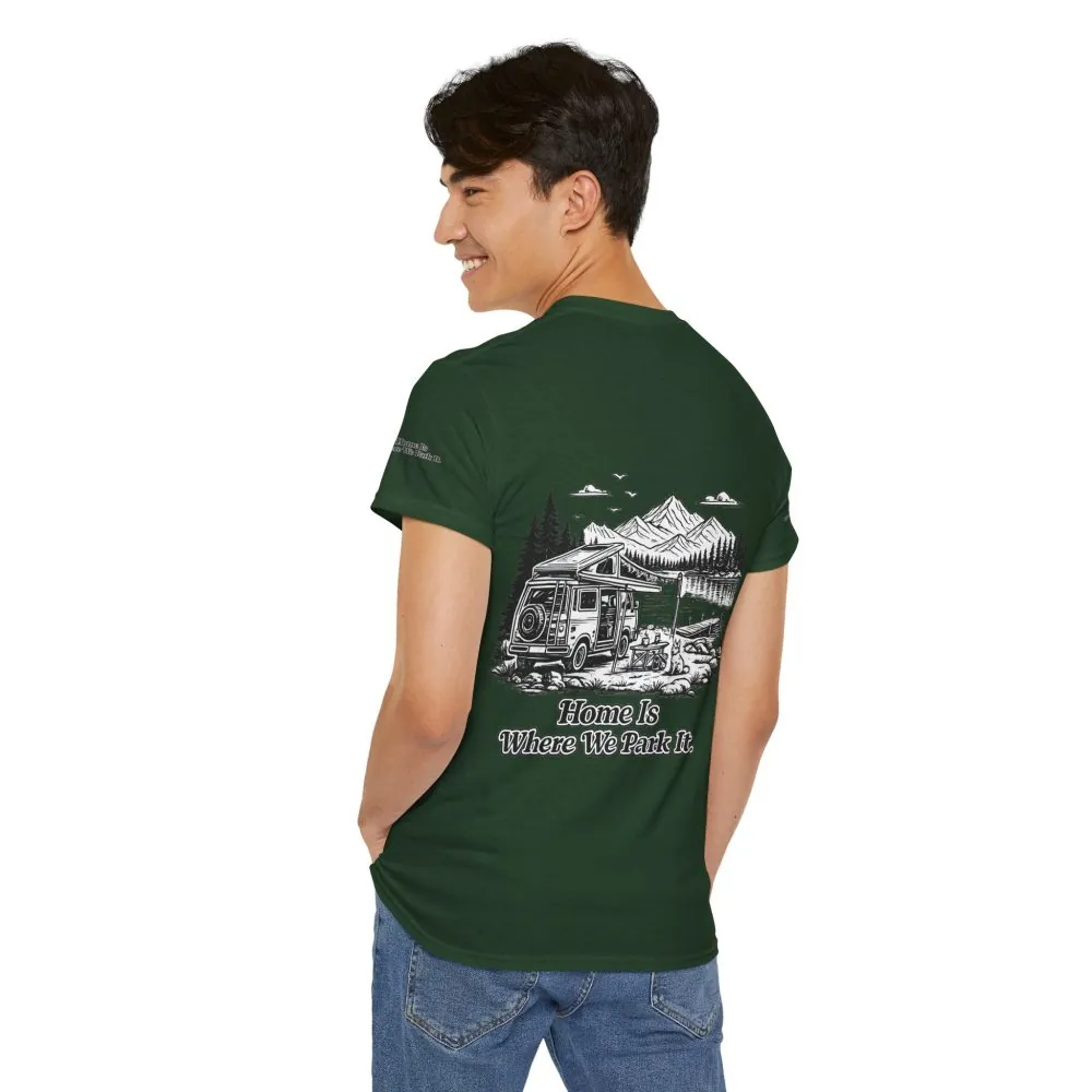 2259127709213713577_2048.jpeg Unisex Heavy Cotton Tee — "Home Is Where You Park It" Design Minimal-Line