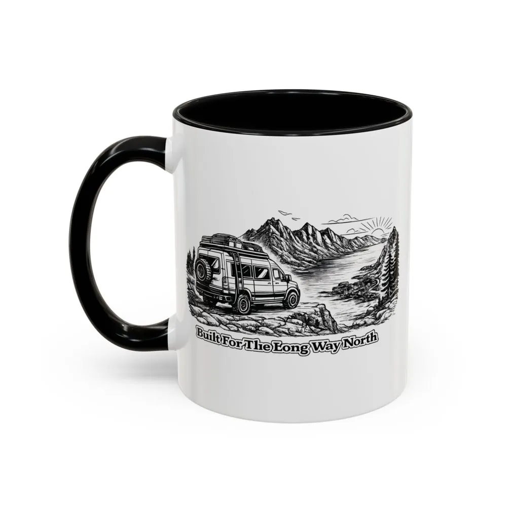 Accent Coffee Mug (11, 15oz) — "Built For The Long Way North" Design Minimal-Line
