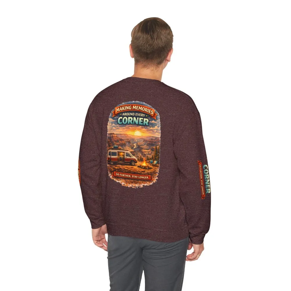 Unisex Heavy Blend™ Crewneck Sweatshirt — "Making Memories Around Every Corner" Design Scenic-Line
