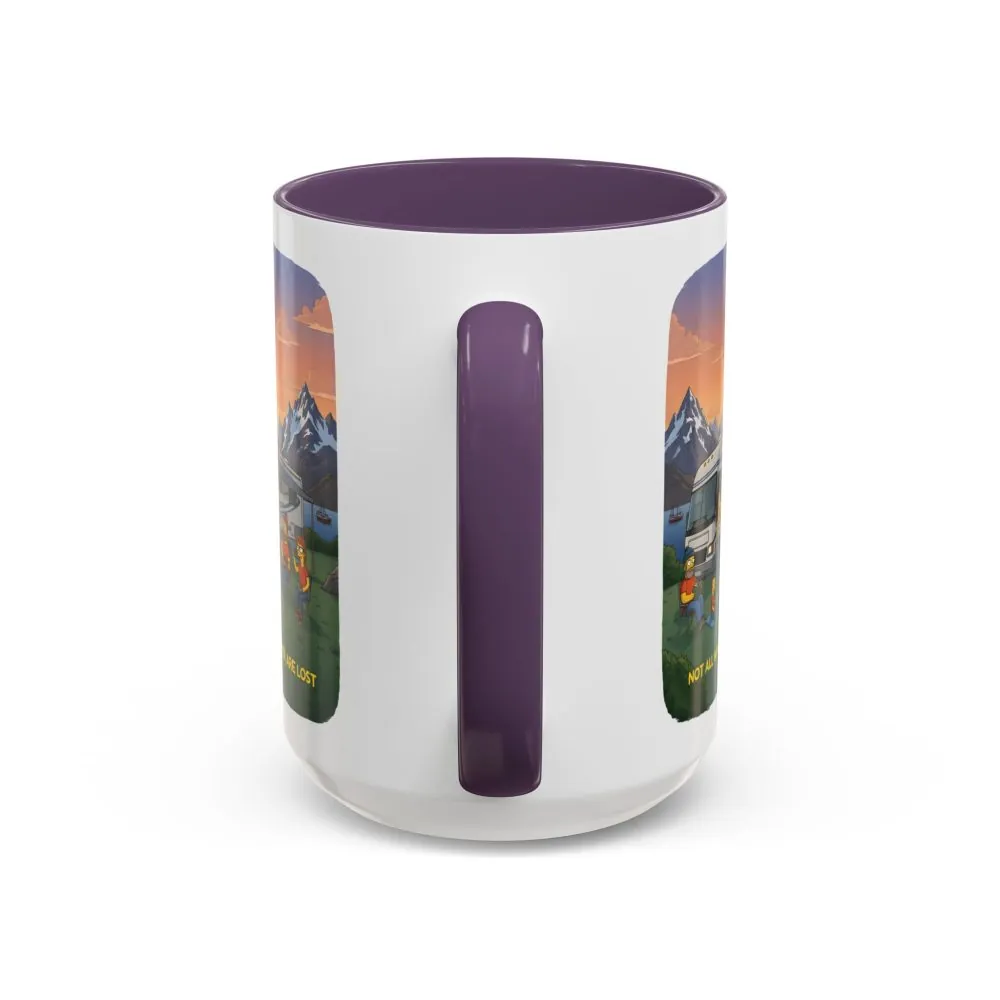 Accent Coffee Mug (11, 15oz) — "Not All Who Wander Are Lost" Design Sitcom-Line