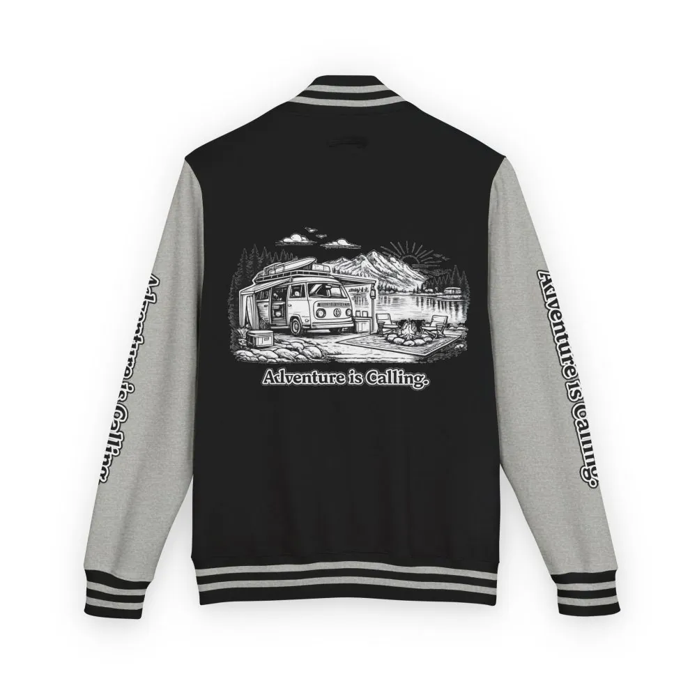 Unisex Heavyweight Letterman Jacket — "Adventure Is Calling" Travel Varsity Coat
