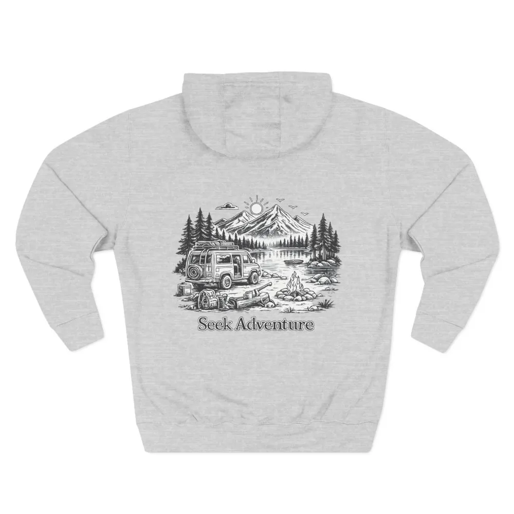2291515637925285570_2048.jpeg Three-Panel Fleece Hoodie - "Seek Adventure" Design Minimal-Line