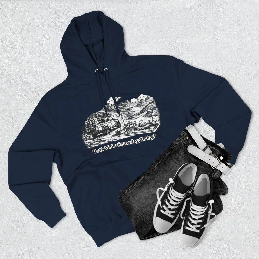 2295756014628921011_2048.jpeg Three-Panel Fleece Hoodie - "Lets make Someday, Today?" Design Minimal-Line
