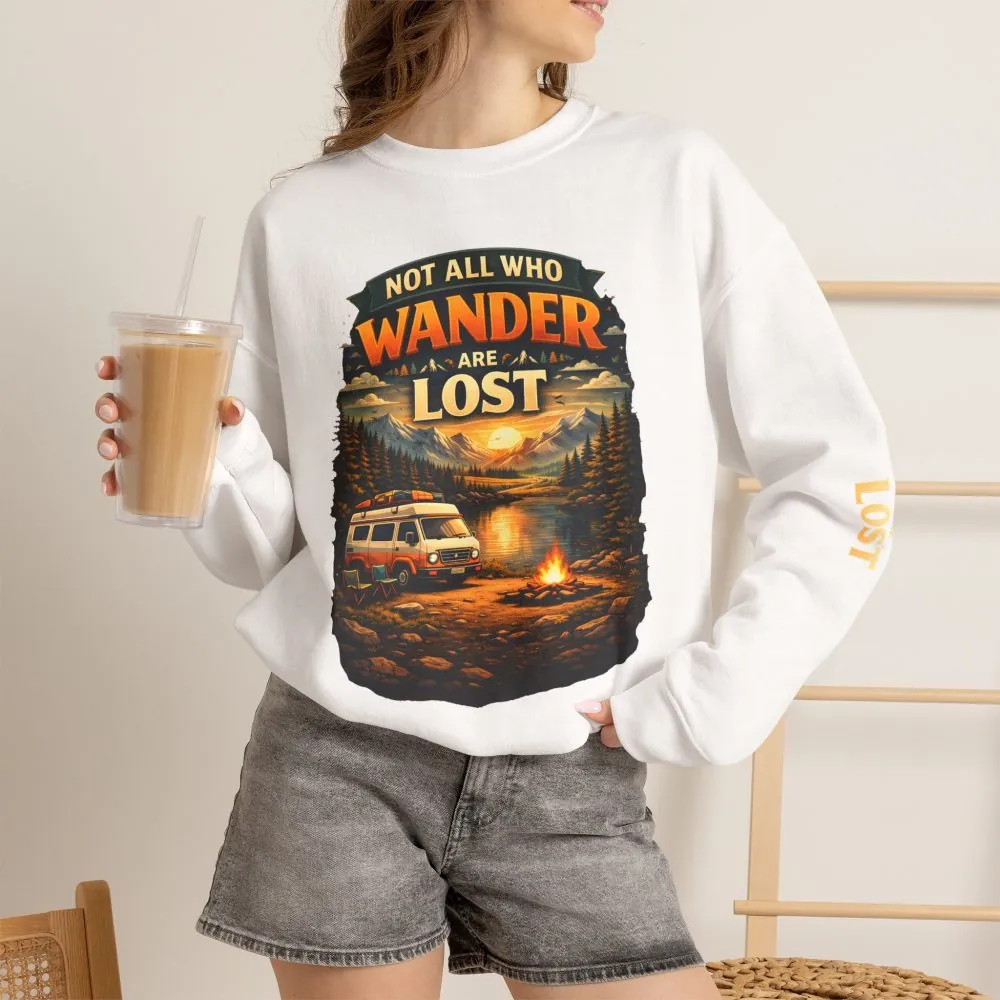 2299643259965961794_2048.jpeg Unisex Heavy Blend™ Crewneck Sweatshirt — "Not All Who Wander Are Lost" Design Scenic-Line