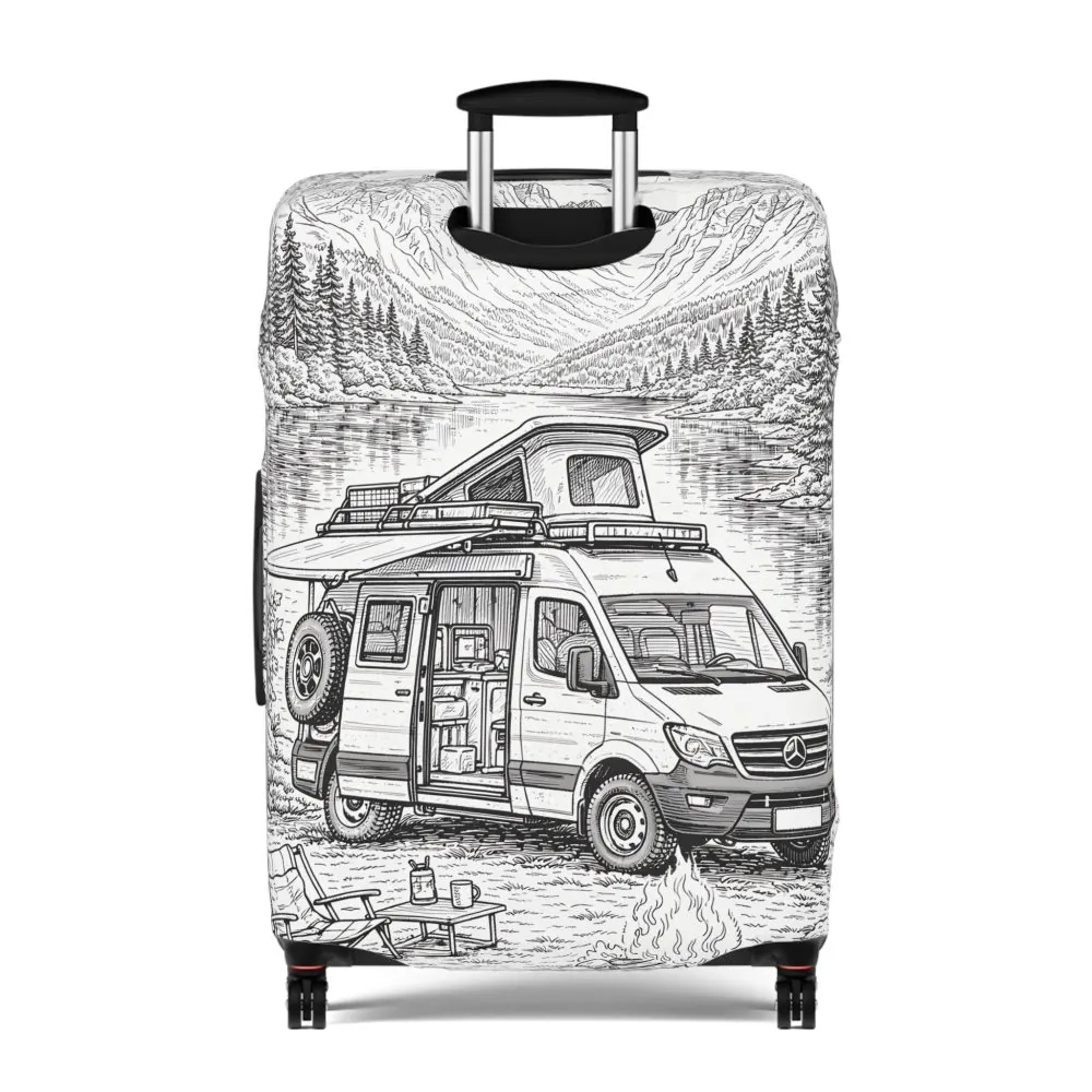 Luggage Cover — Adventure Camper Sketch Travel Suitcase