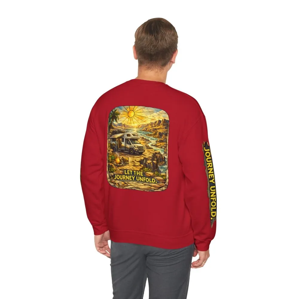 2304337270633089062_2048.jpeg Unisex Heavy Blend™ Crewneck Sweatshirt — "Let The Journey Unfold" Design Cubic-Line