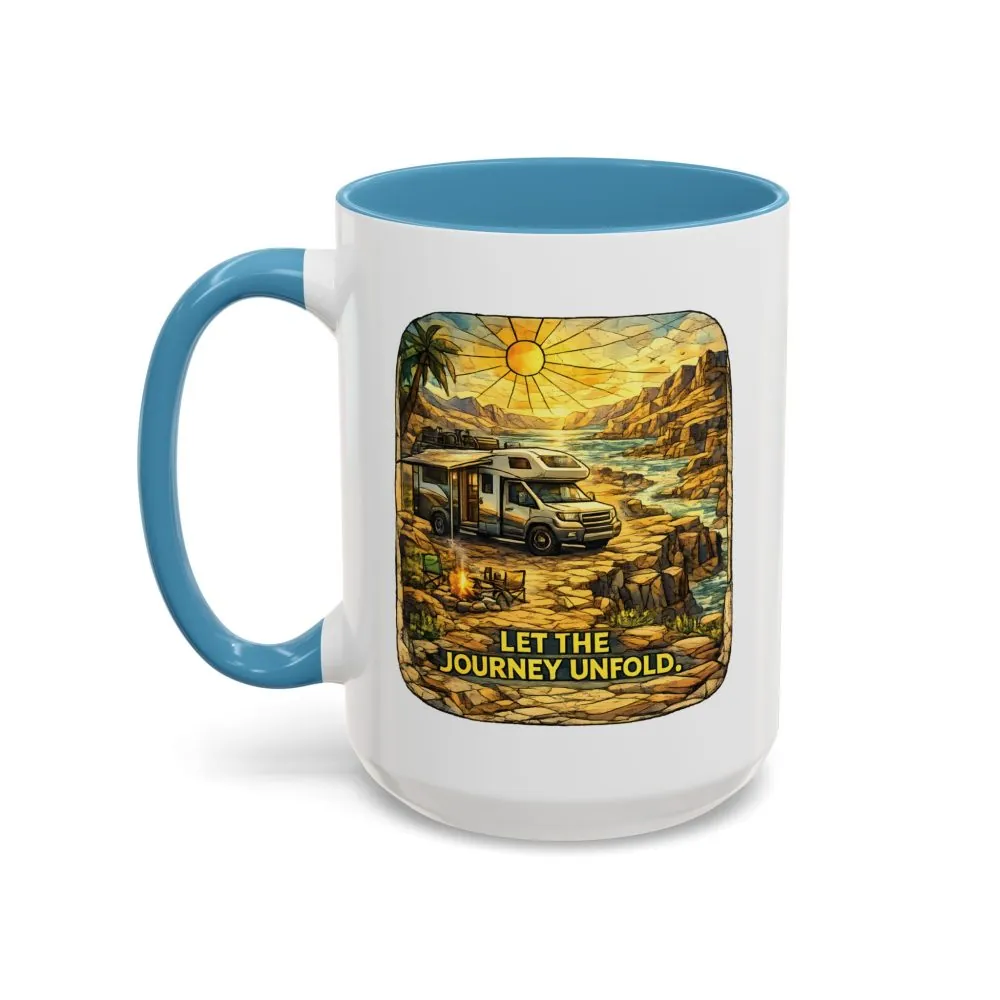 Accent Coffee Mug (11, 15oz) — "Let The Journey Unfold" Design Cubic-Line