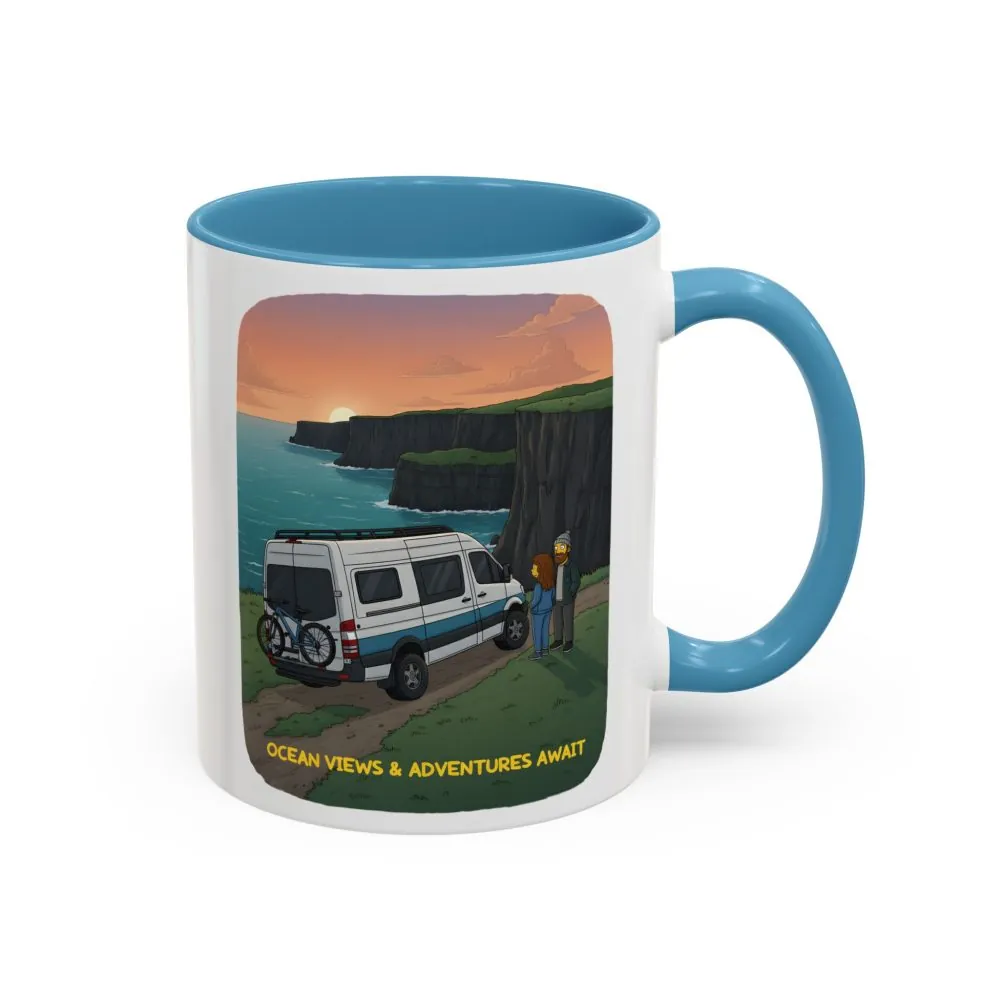 Accent Coffee Mug (11, 15oz) — "Ocean Views-Adventures Awaits" Design Sitcom-Line