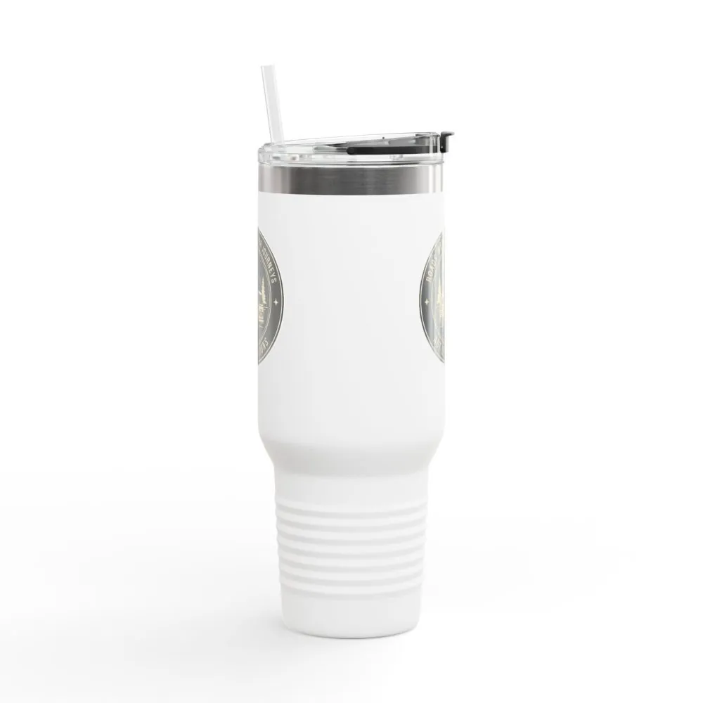 Insulated Travel Mug -'ROAD WHERE MADE FOR JOURNEYS-NOT DESTINATIONS' (40oz ) – Retro Camper Design, Keep Drinks Hot or Cold
