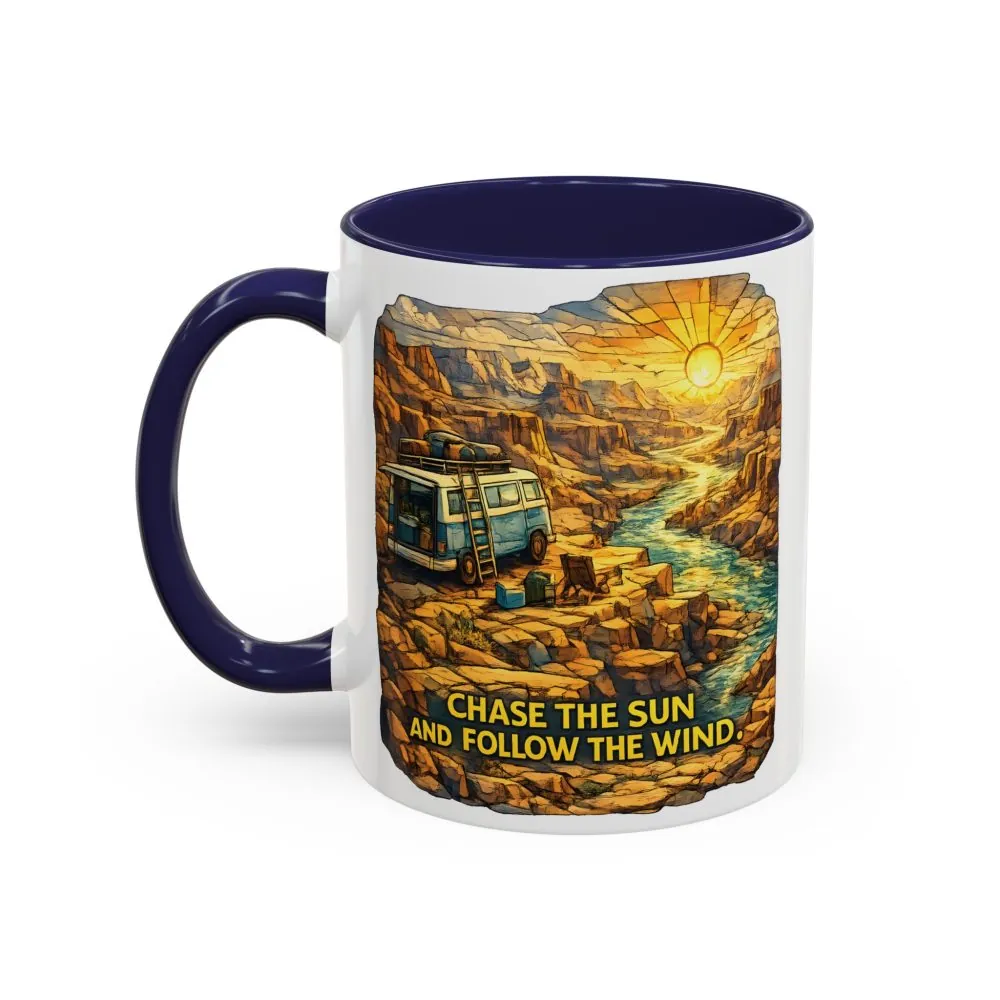 2315856141228456248_2048.jpeg Accent Coffee Mug (11, 15oz) — "Chase The Sun And Follow The Wind" Design Cubic-Line