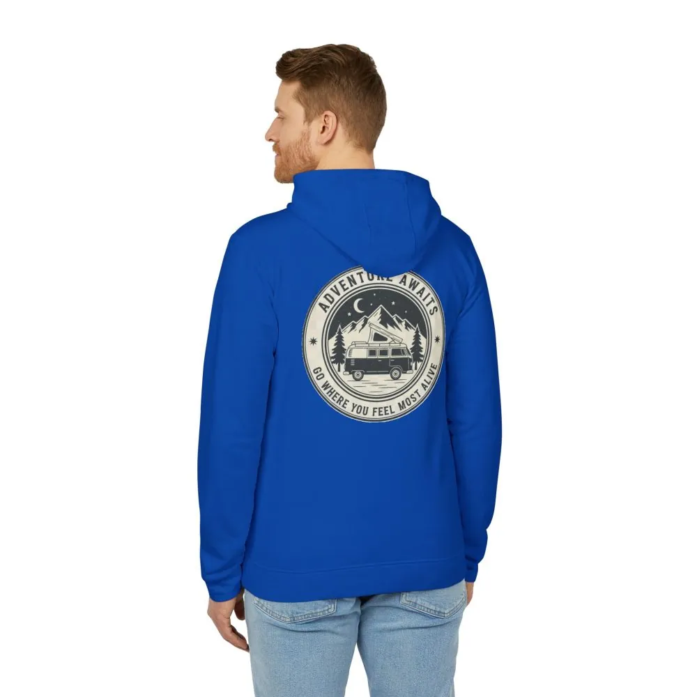2337018226970603592_2048.jpeg Hoodie(Adidas) — 'Adventure Awaits-Go Where You Feel Most Alive' Outdoor Travel Pullover (Only Back Printed)