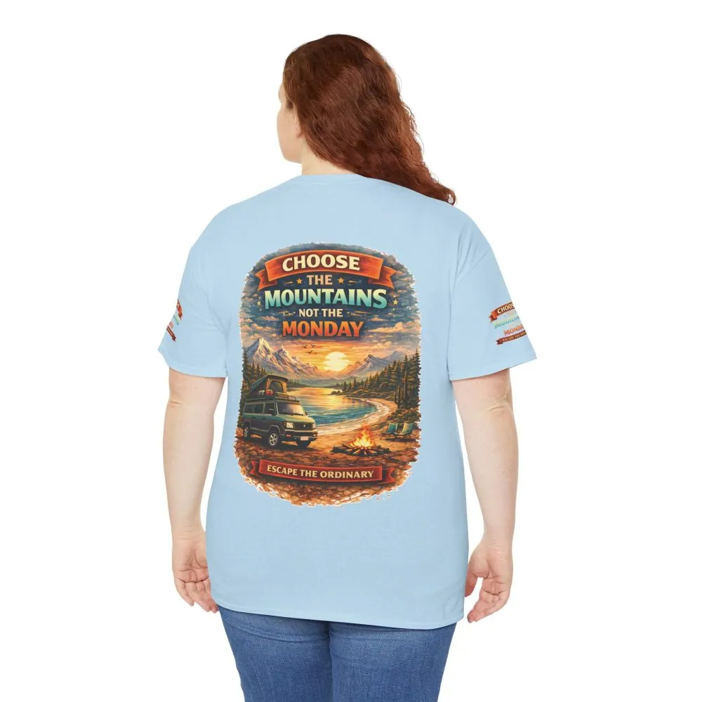 Unisex Heavy Cotton Tee — "Choose The Mountens" Design Scenic-Line