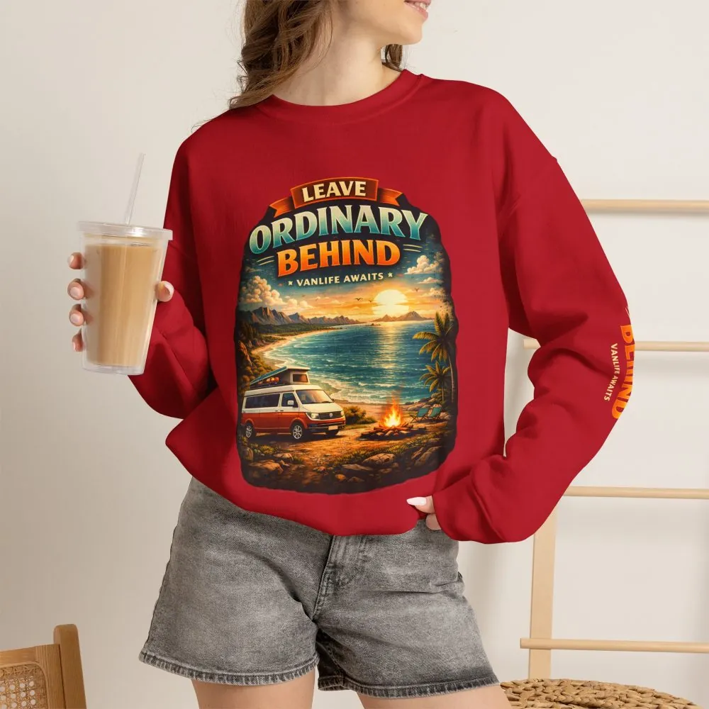Unisex Heavy Blend™ Crewneck Sweatshirt — "Leave Ordinary Behind" Design Scenic-Line