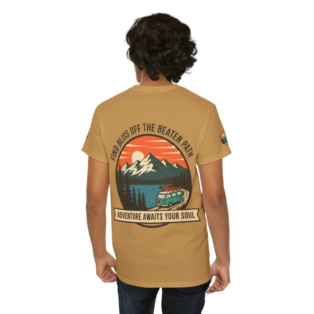 234513784906368691_2048.jpeg Unisex Heavy Cotton Tee — "Find Bliss Off the Beaten Path" Mountain & Camper T‑Shirt