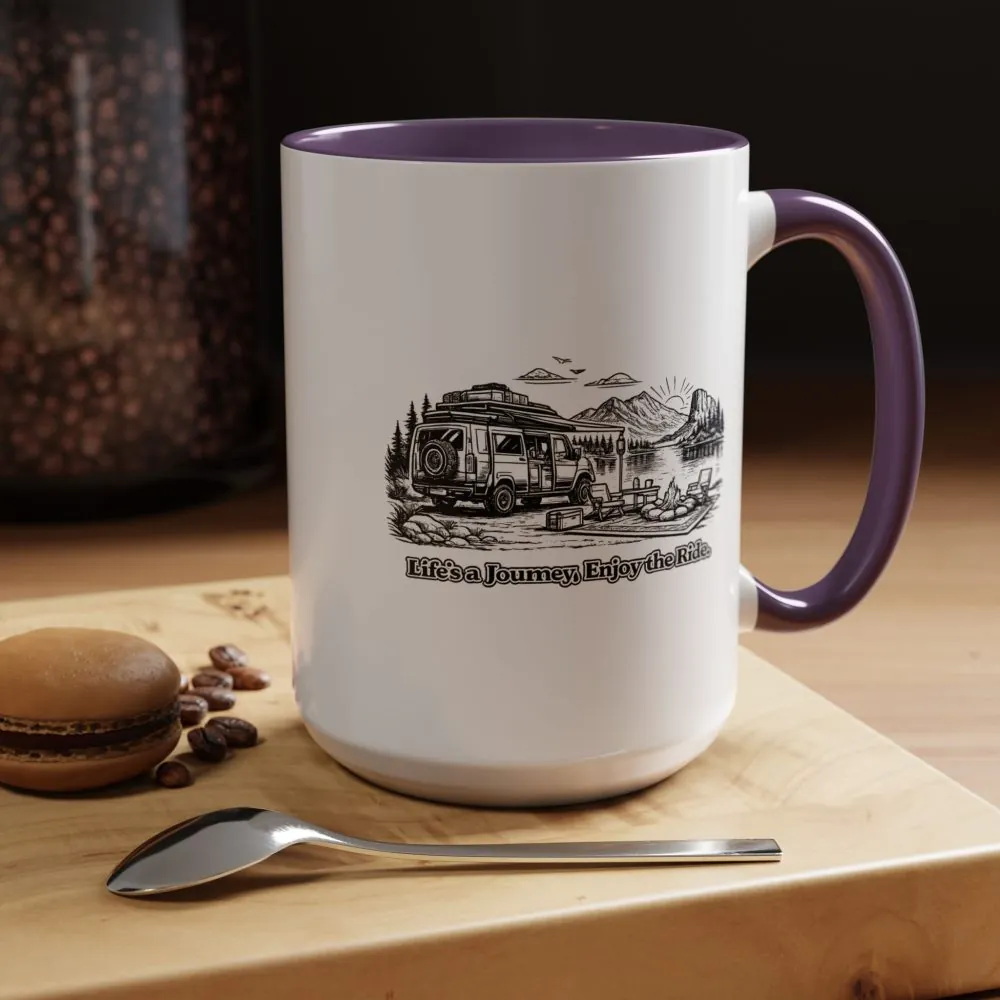 2346140125370091335_2048.jpeg Accent Coffee Mug (11, 15oz) — "Lifes A Journey,Enjoy The Ride" Design Minimal-Line