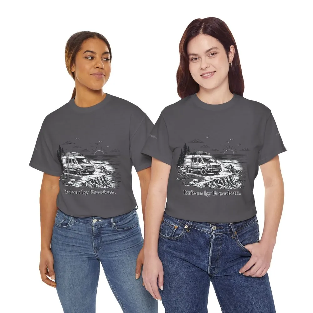 2347905467267408161_2048.jpeg Unisex Heavy Cotton Tee — ""Driven By Freedom" Design Minimal-Line