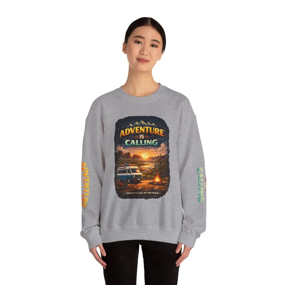 2348000189116199828_2048.jpeg Unisex Heavy Blend™ Crewneck Sweatshirt — "Adventure Is Calling" Design Scenic-Line