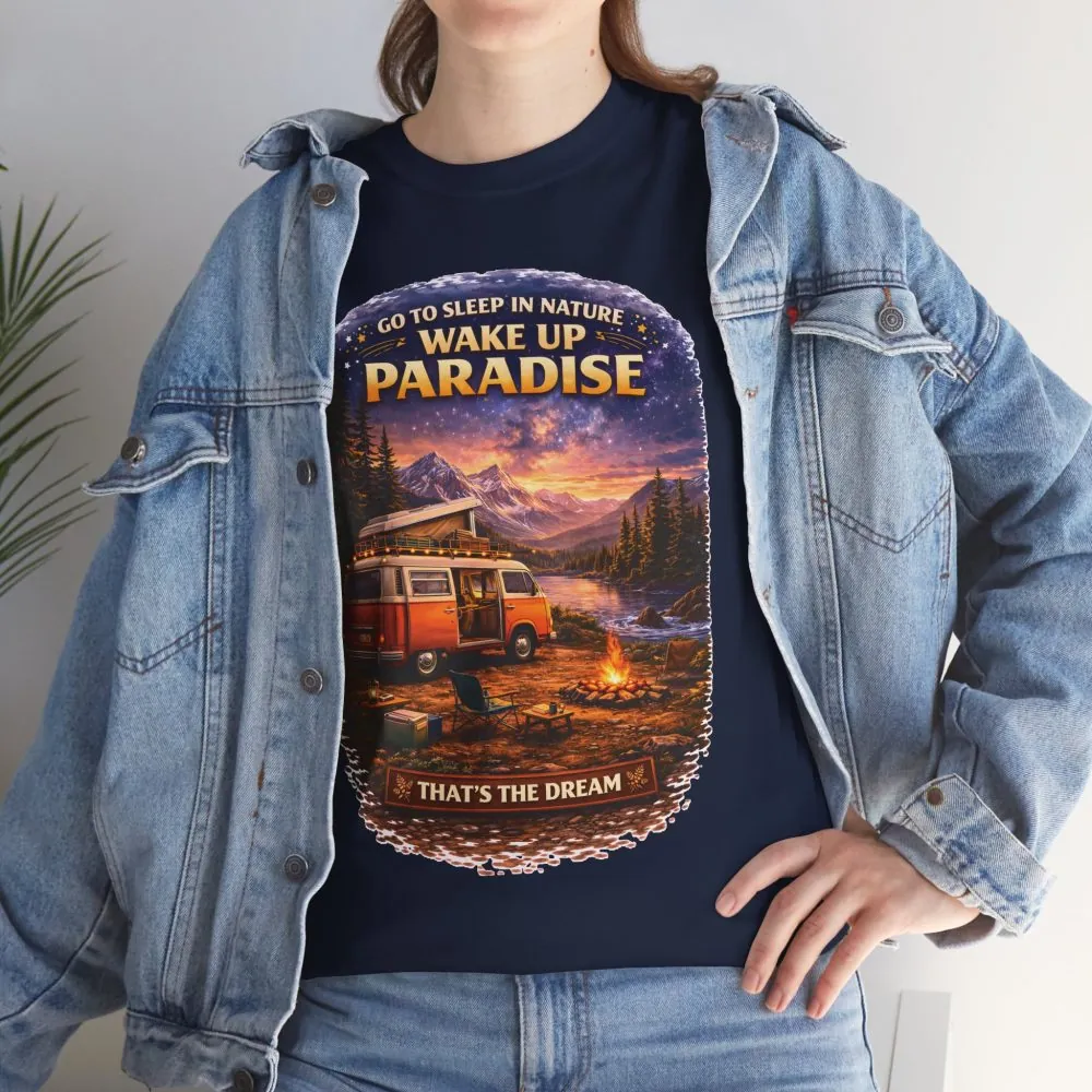 Unisex Heavy Cotton Tee — "Go Sleep In Nature" Design Scenic-Line