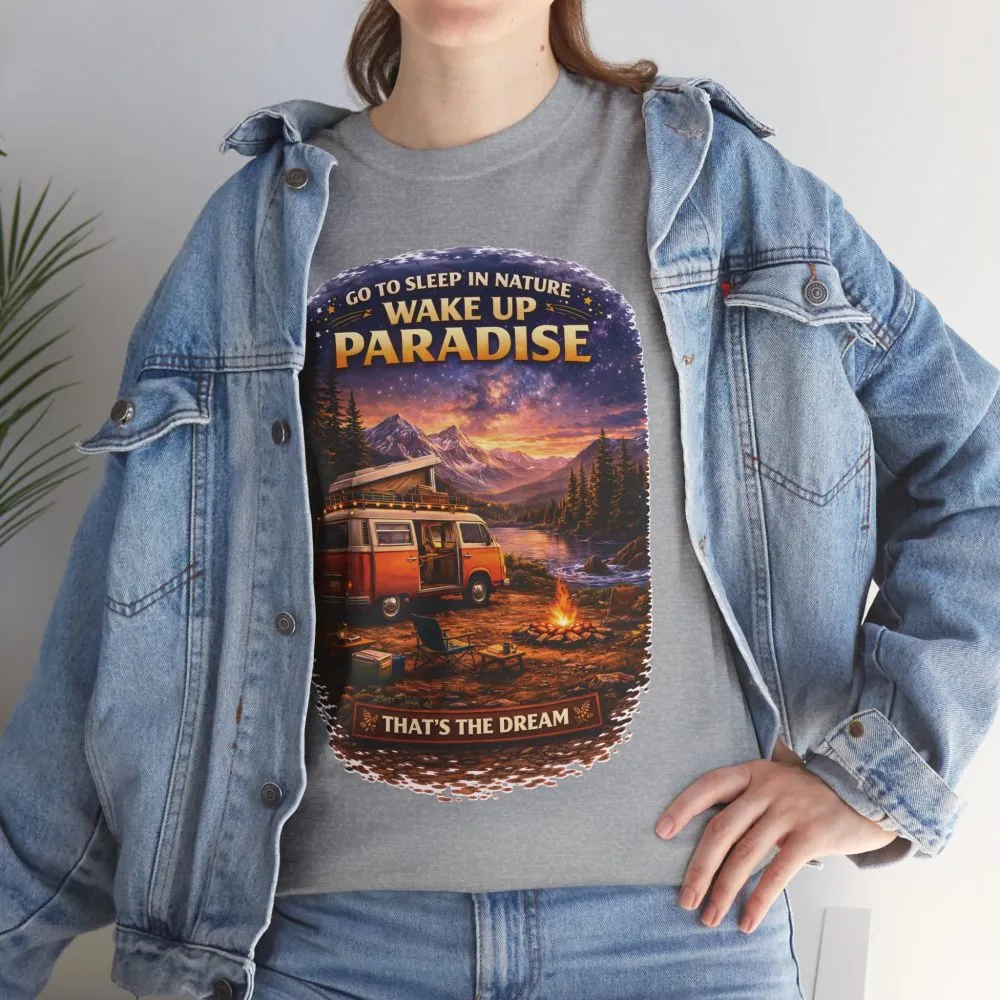 Unisex Heavy Cotton Tee — "Go Sleep In Nature" Design Scenic-Line
