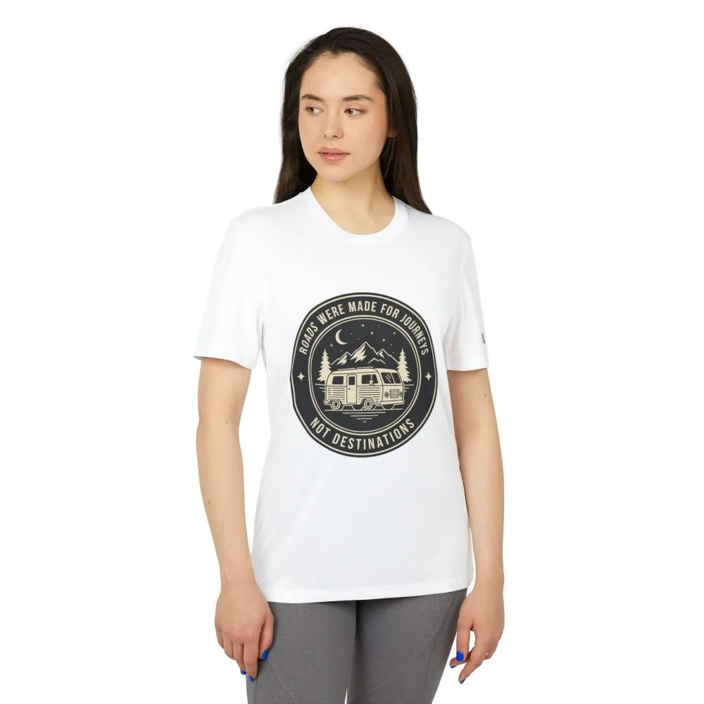 T-Shirt(Adidas) — 'ROAD WHERE MADE FOR JOURNEYS-NOT DESTINATIONS' (font + back printed) Brand Adidas
