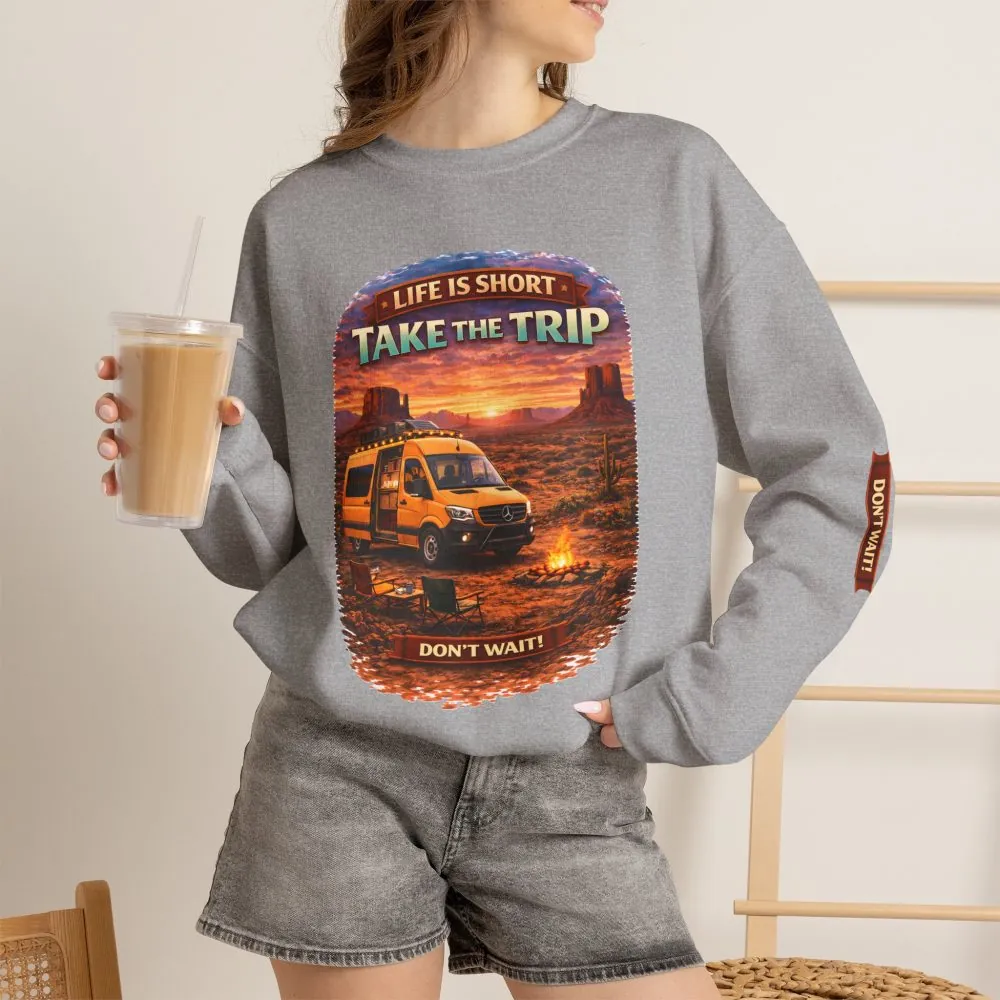Unisex Heavy Blend™ Crewneck Sweatshirt — "Life Is To Short-Take The Trip" Design Scenic-Line