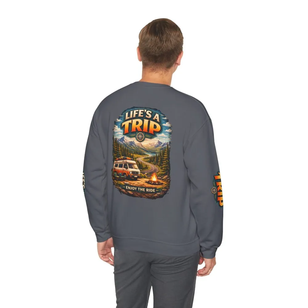 Unisex Heavy Blend™ Crewneck Sweatshirt — "Life s A Trip" Design Scenic-Line