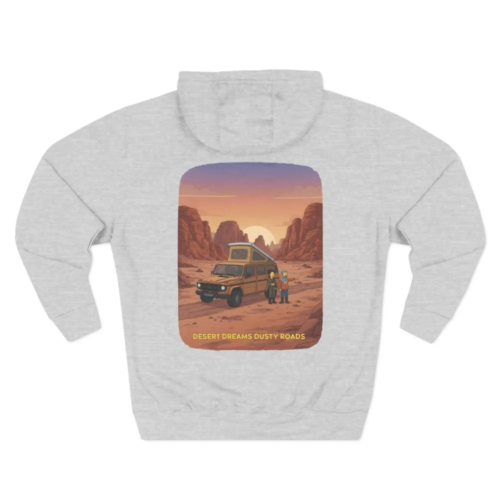 237134226556070488_2048.jpeg Three-Panel Fleece Hoodie - "Desert Dreams Dusty Roads" Design Sitcom-Line