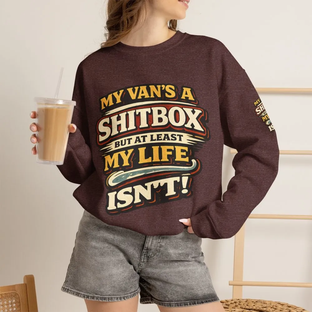 Unisex Heavy Blend™ Crewneck Sweatshirt — "My Van`s A Shitbox" Design F**K-Line
