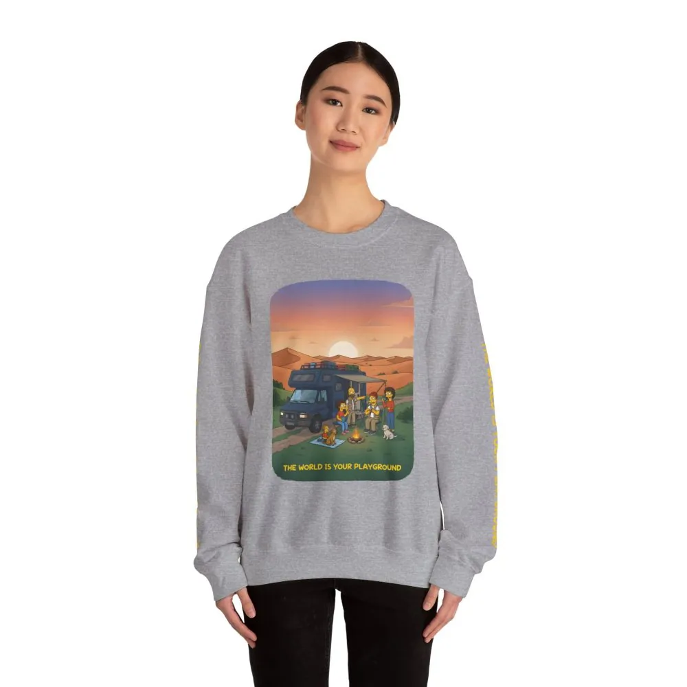 Unisex Heavy Blend™ Crewneck Sweatshirt — "The World Is Your playground" Design Sitcom-Line