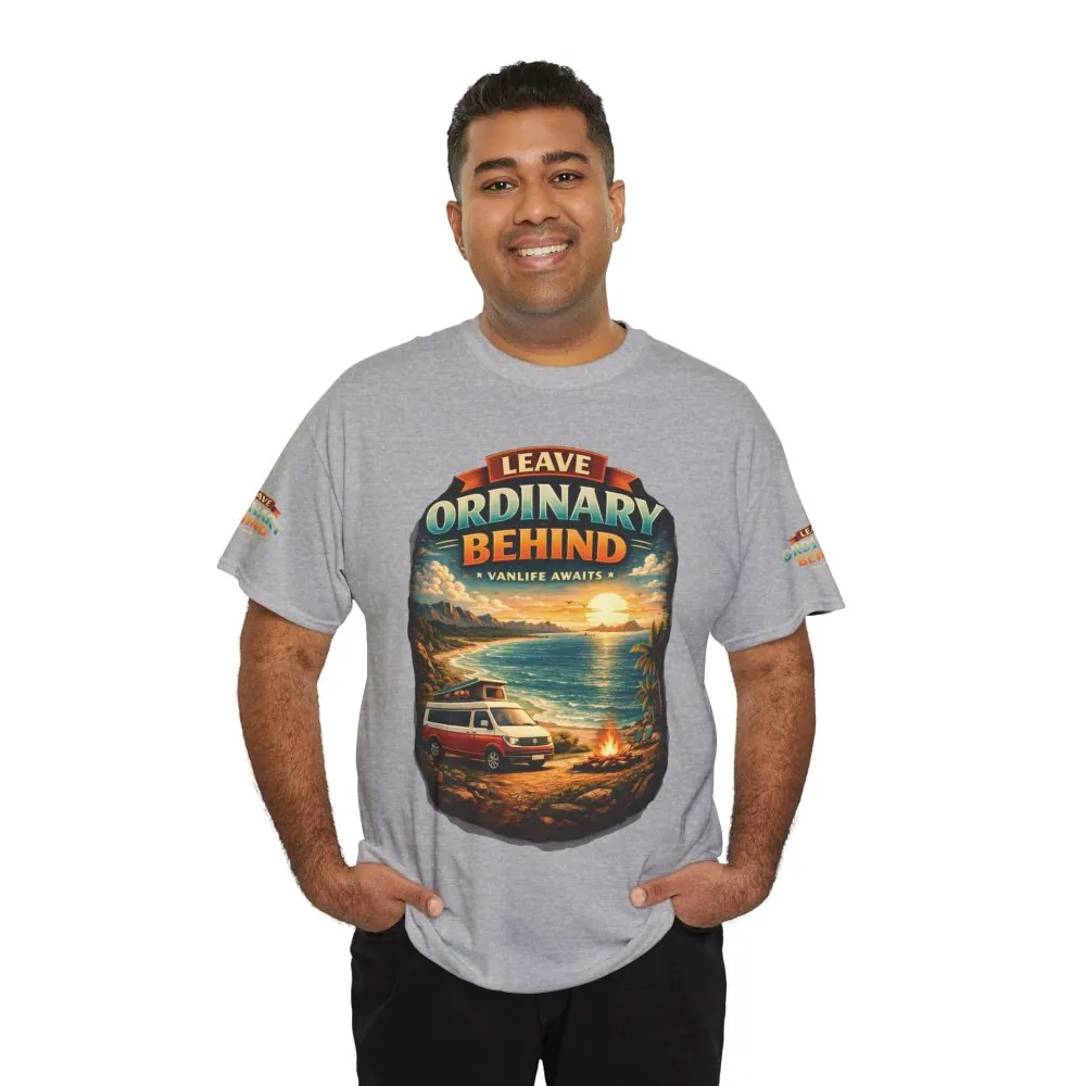 Unisex Heavy Cotton Tee — "Leave Ordinary Behind" Design Scenic-Line