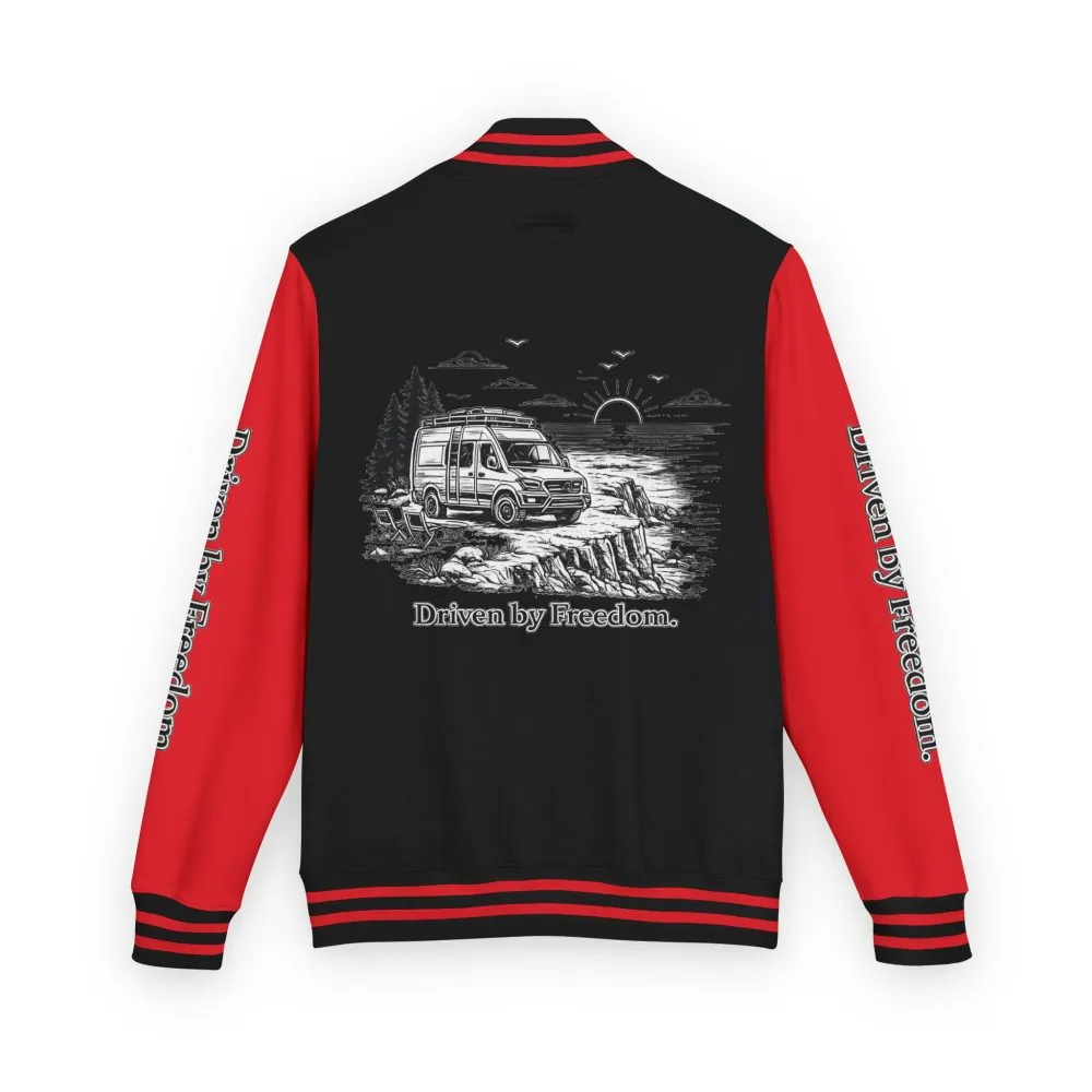 Unisex Heavyweight Letterman Jacket — "Driven By freedom" Travel Varsity Coat