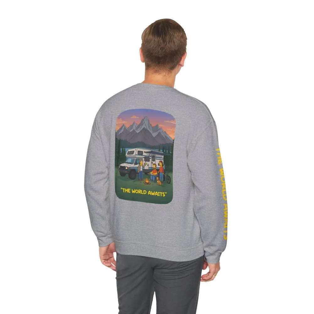 2402338780715978668_2048.jpeg Unisex Heavy Blend™ Crewneck Sweatshirt — "The World Awaits" Design Sitcom-Line