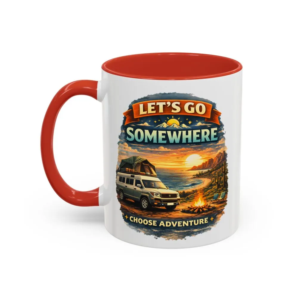 Accent Coffee Mug (11, 15oz) — "Lets Go Somewhere" Design Scenic-Line