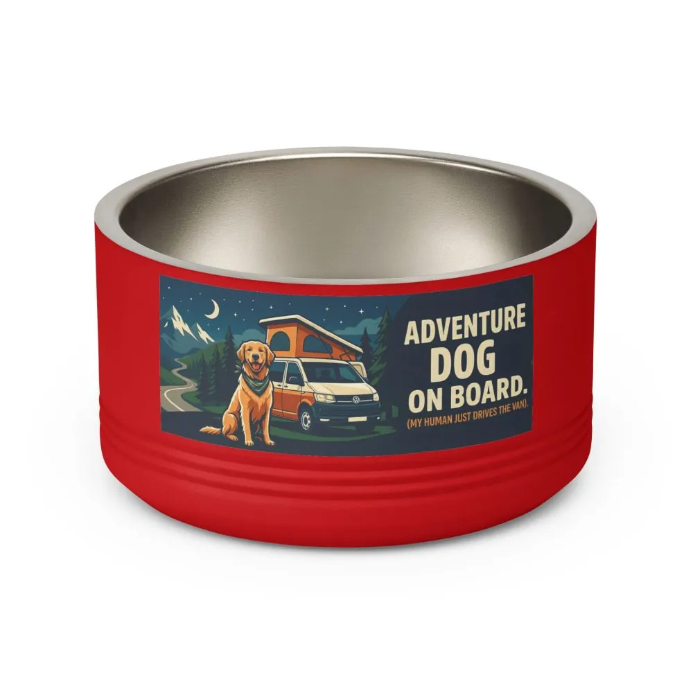 Pet Bowl — "Adventure Dog On Board " 18oz Camper & Hiking Dog Travel Bowl