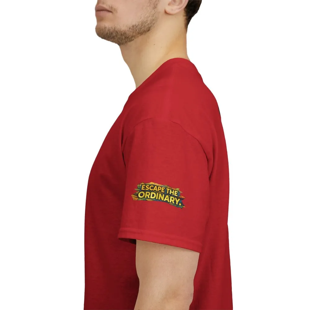 Unisex Heavy Cotton Tee — "Escape The Ordinary" Design Cubic-Line