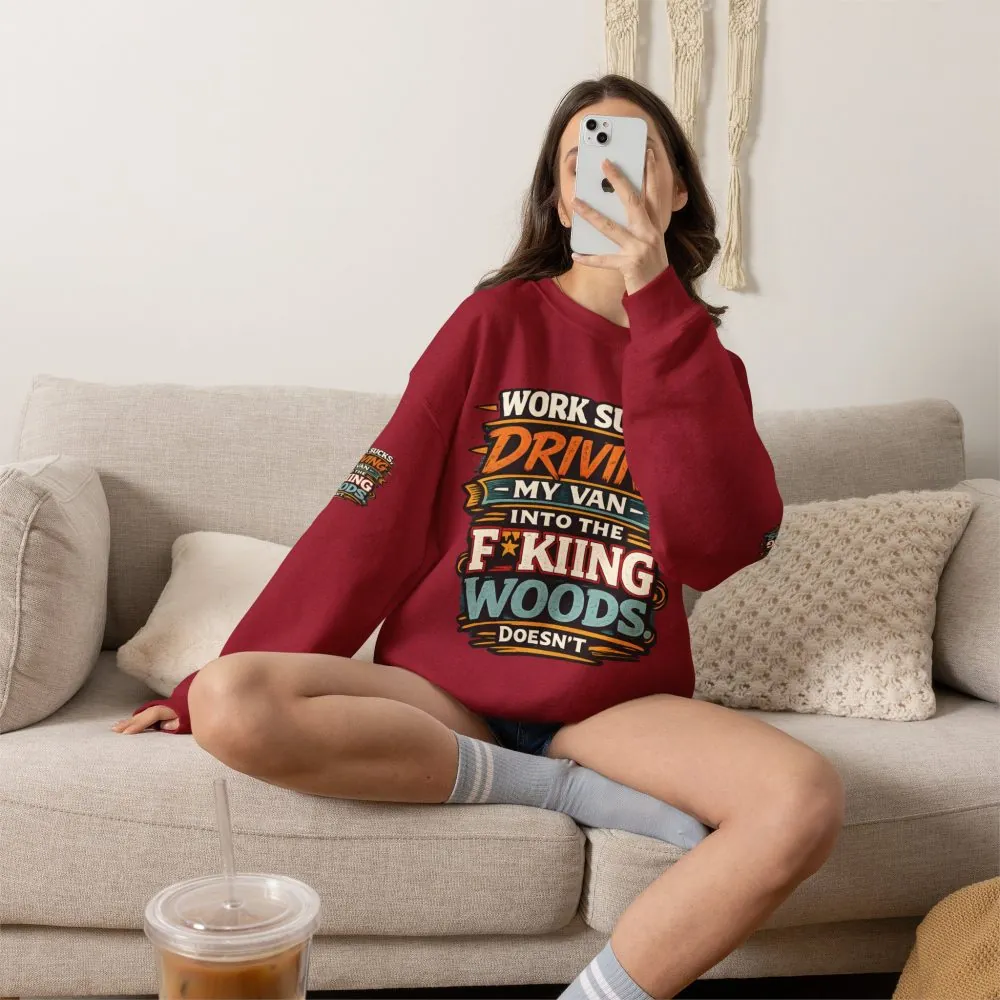 Unisex Heavy Blend™ Crewneck Sweatshirt — "Work Sucks" Design F**K-Line